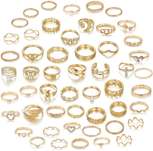 CHICUTIE Juego de anillos dorados para nudillos para mujeres, apila...