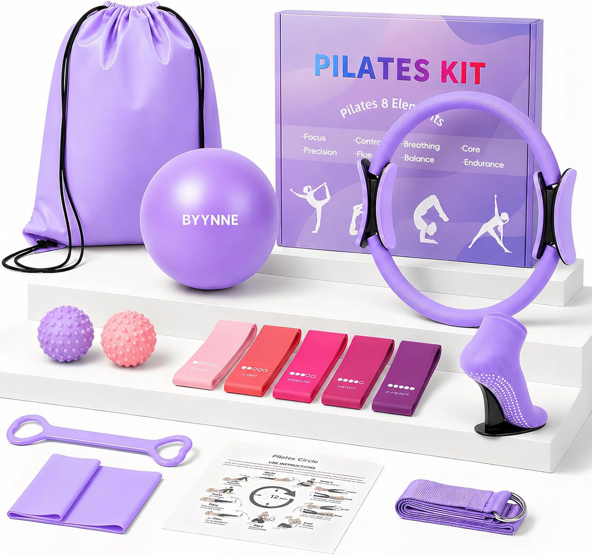 Kit de Pilates para el Hogar para Mujeres - Set de 14 Piezas de Equ...