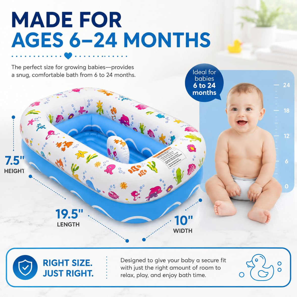 Mommy's Helper Bañera inflable para bebé, bañera portátil, edad...