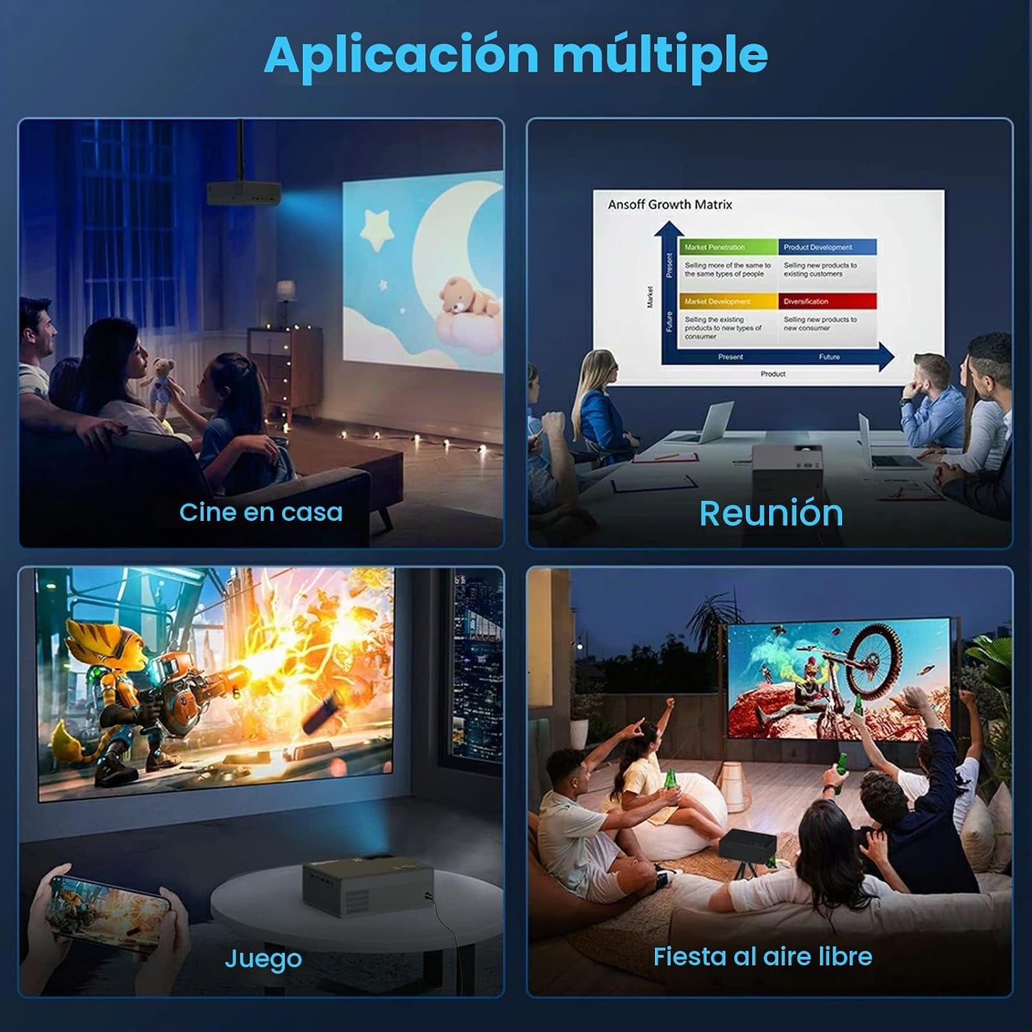 【400 ANSI de alto brillo】Proyector Bluetooth WiFi FUDONI, nativo 10...