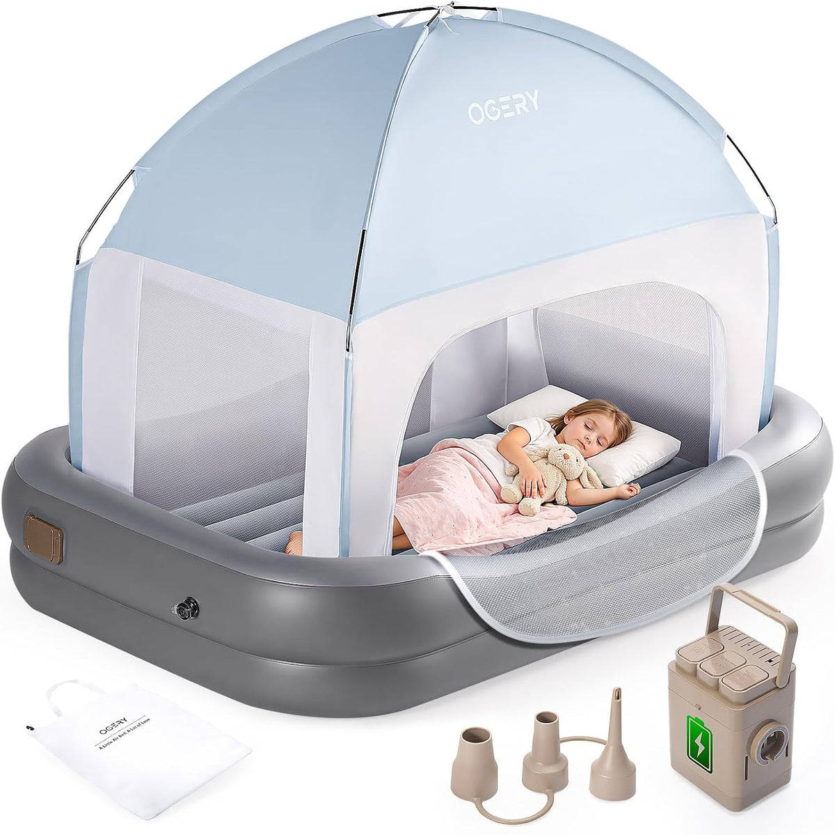 OGERY Cama inflable de viaje para niños pequeños con tienda de camp...