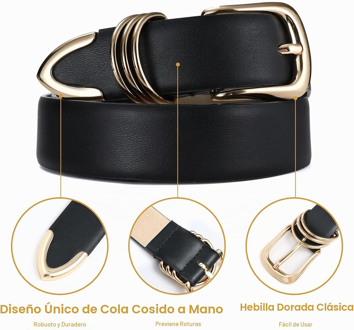RISANTRY Cinturones de cuero para mujer con hebilla de metal Cintur...