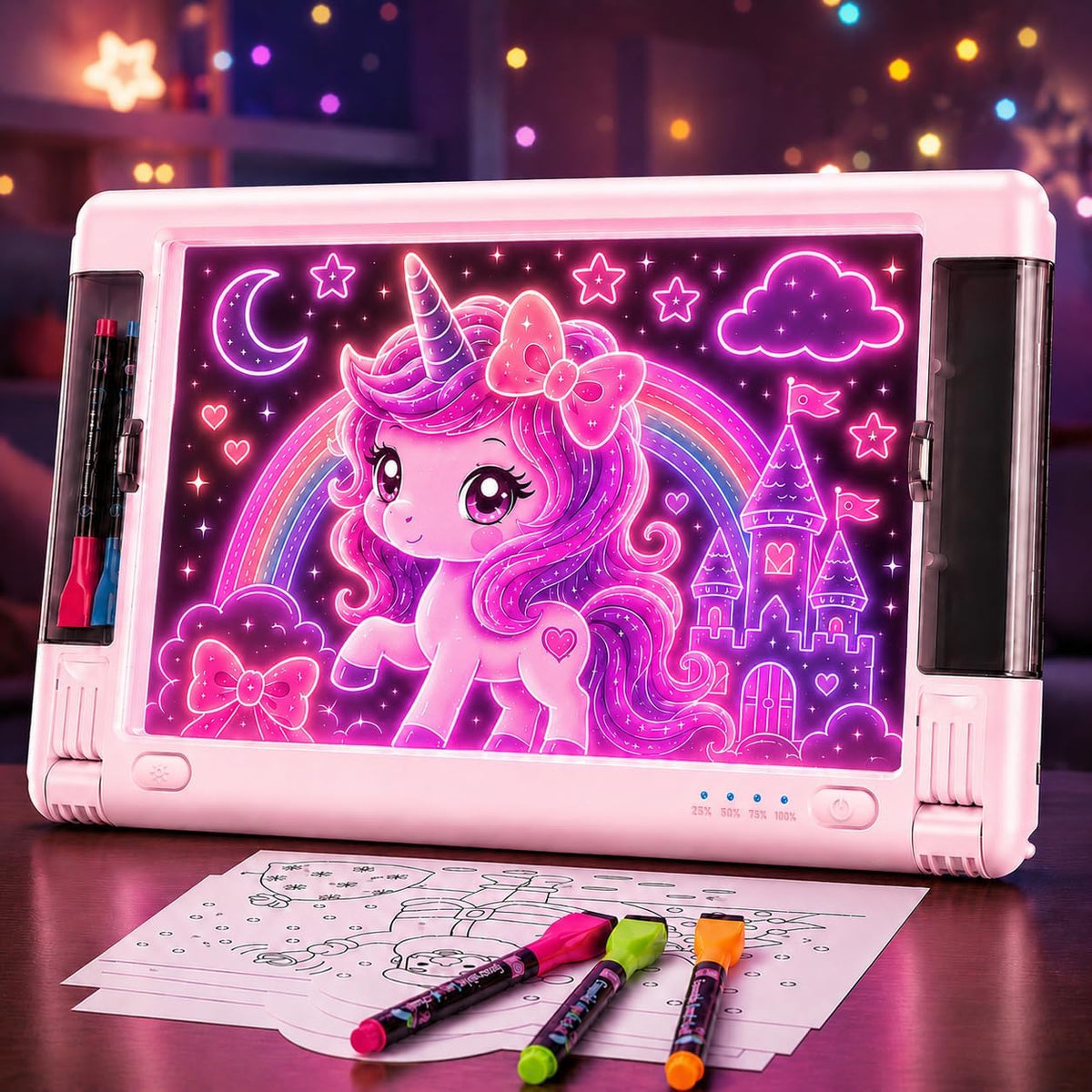 Tablero de dibujo LED recargable, 15 pulgadas, 9 modos de luz de co...