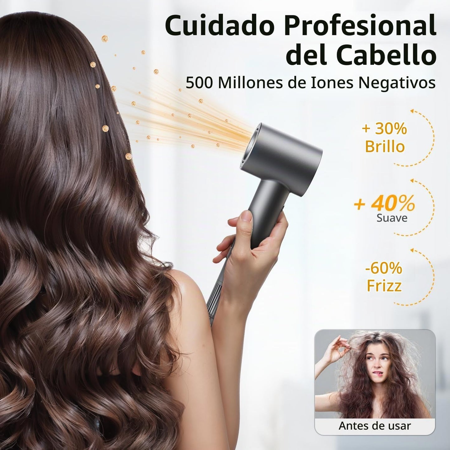 Secado rápido sin calor extremo, secador de pelo de alta velocidad...