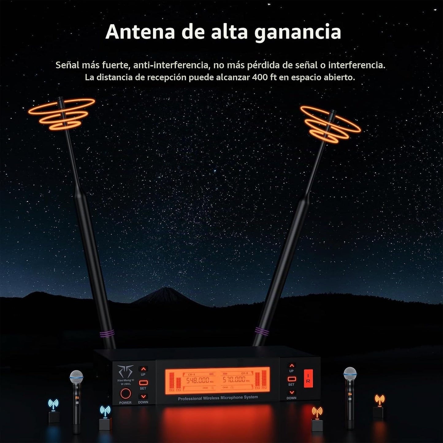 Xiao Meng Yi Sistema de micrófono inalámbrico de doble canal, 2 mic...