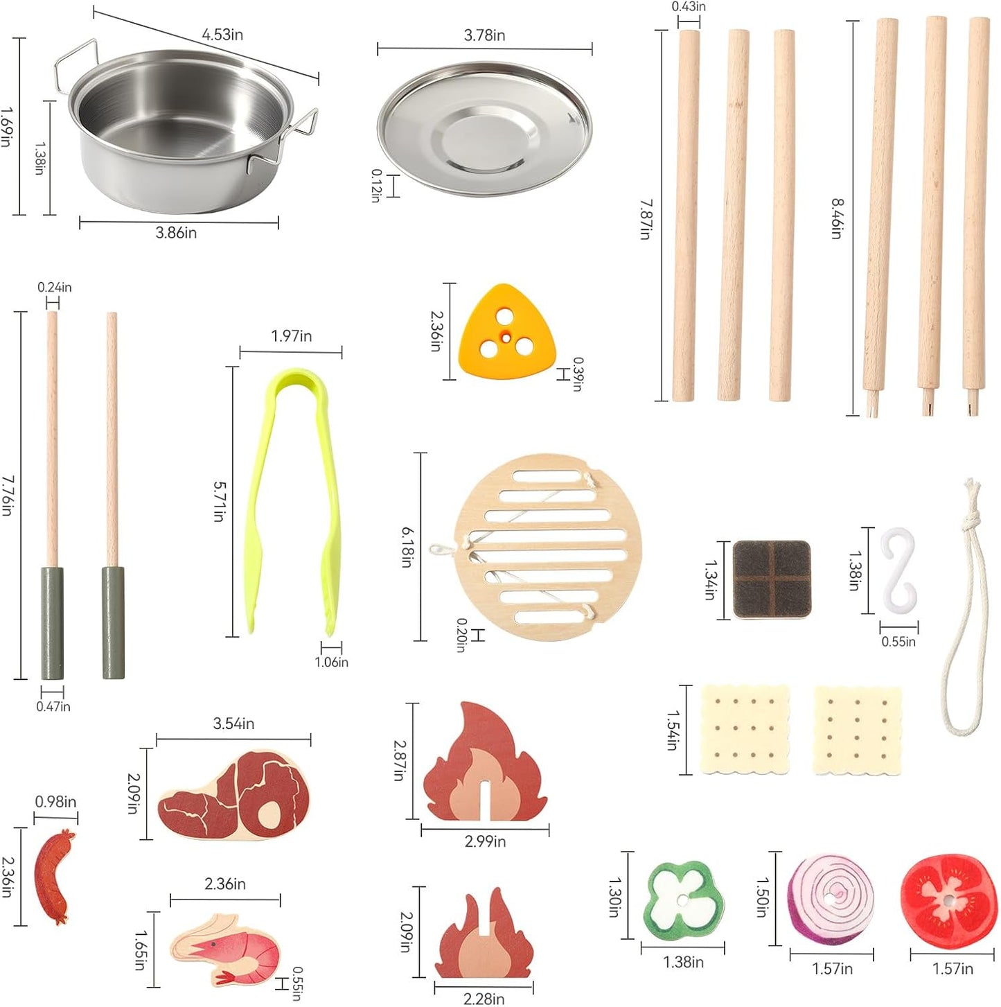 Parrilla de camping de madera para niños y juego de fiesta de té, j...