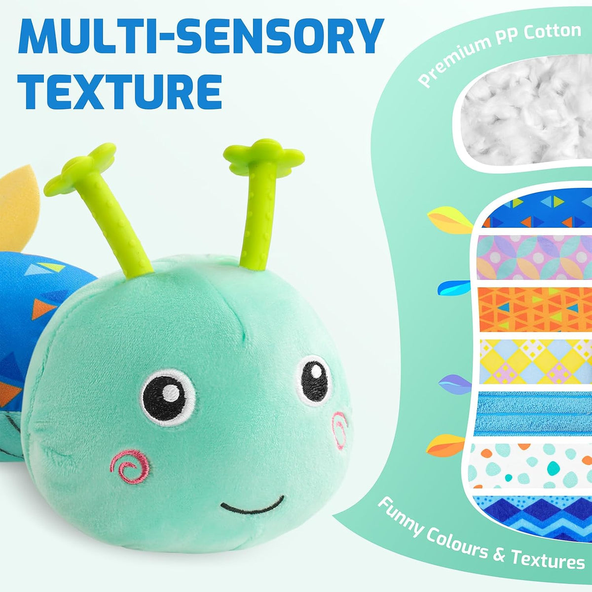 Sumobaby Juguetes musicales para bebés, oruga de peluche con morded...