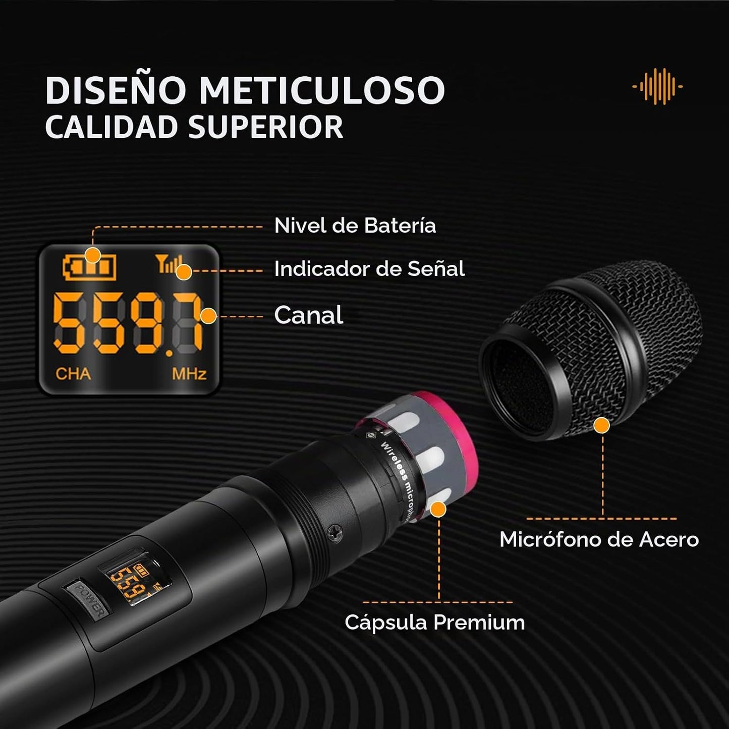 Zenolix UM206 Sistema de micrófono inalámbrico de 2 canales con mic...
