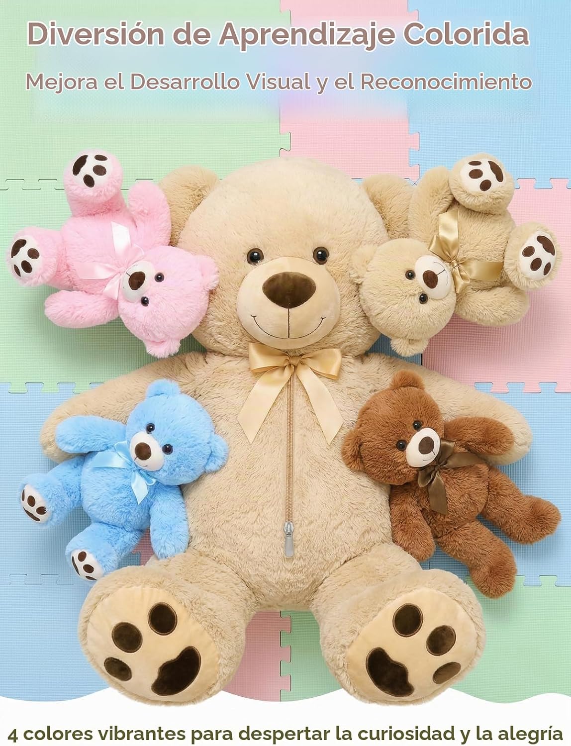 MaoGoLan 5 piezas de oso de peluche grande con 4 bebés, 41 pulgadas...