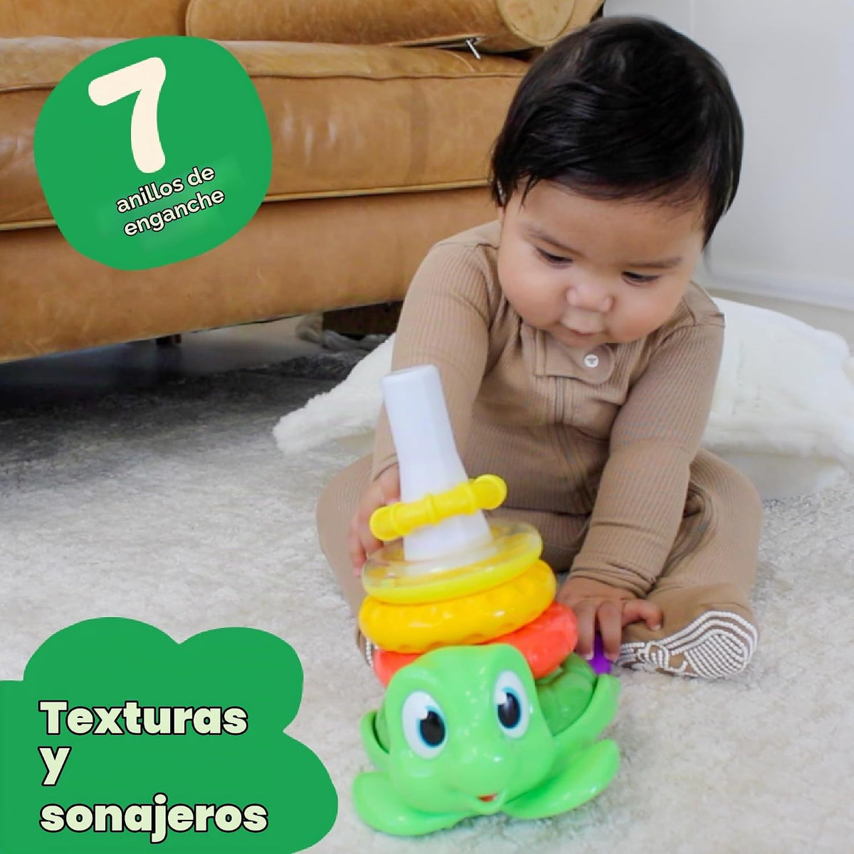 Move2Play Juguetes de apilamiento, incluye 7 anillos únicos, desarr...