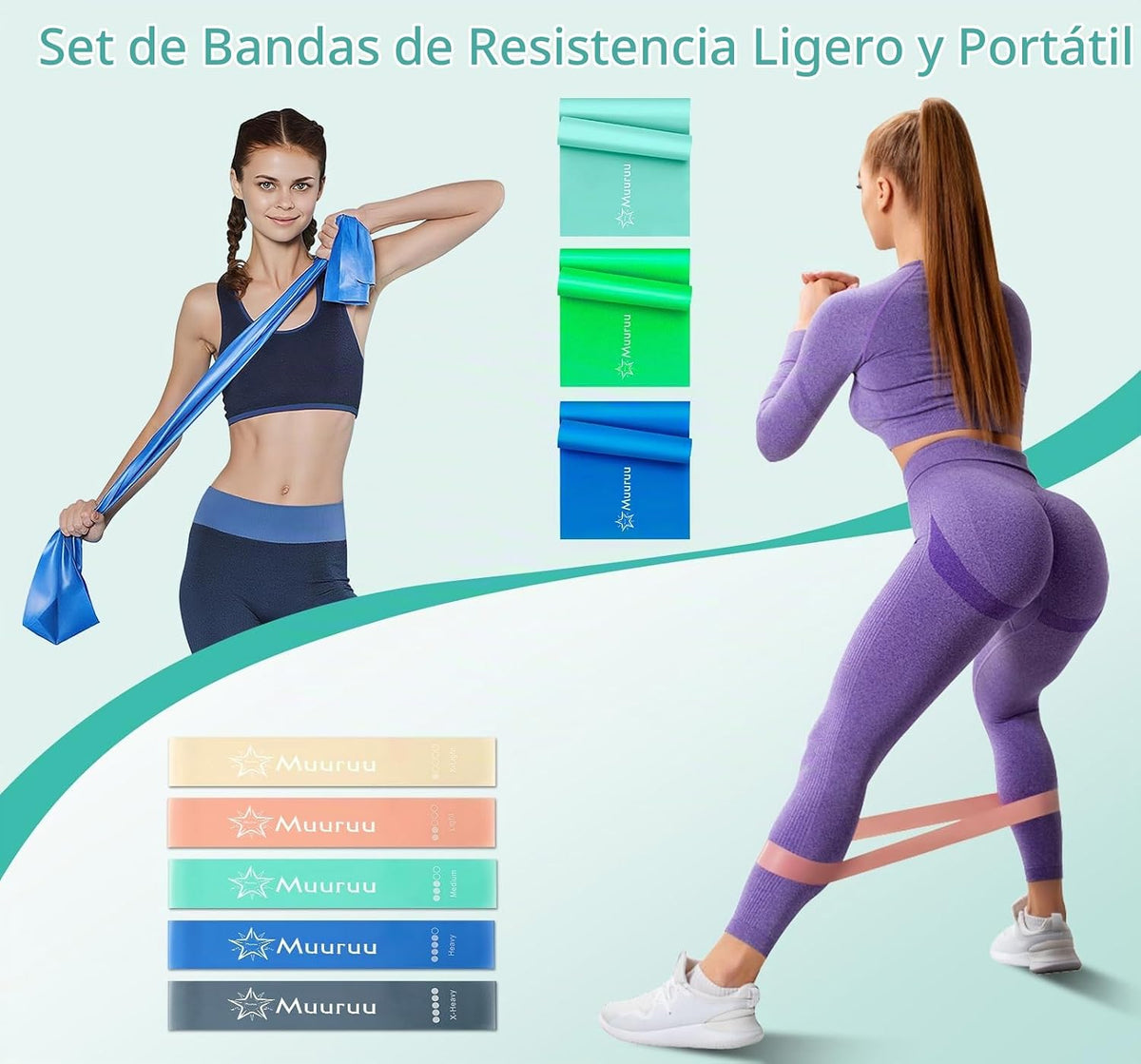 Muuruu Equipo de kit de Pilates, anillo y pelota de Pilates para mu...