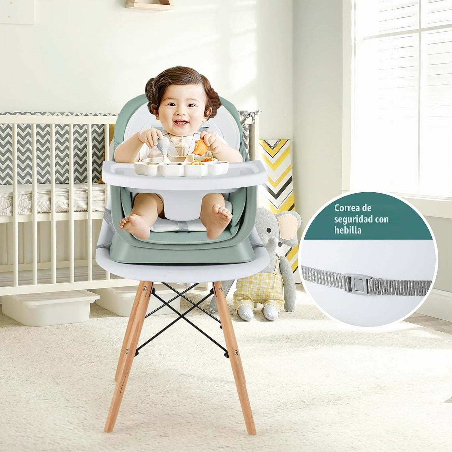 HONEY JOY Silla alta 8 en 1 para bebé, silla alta convertible para...