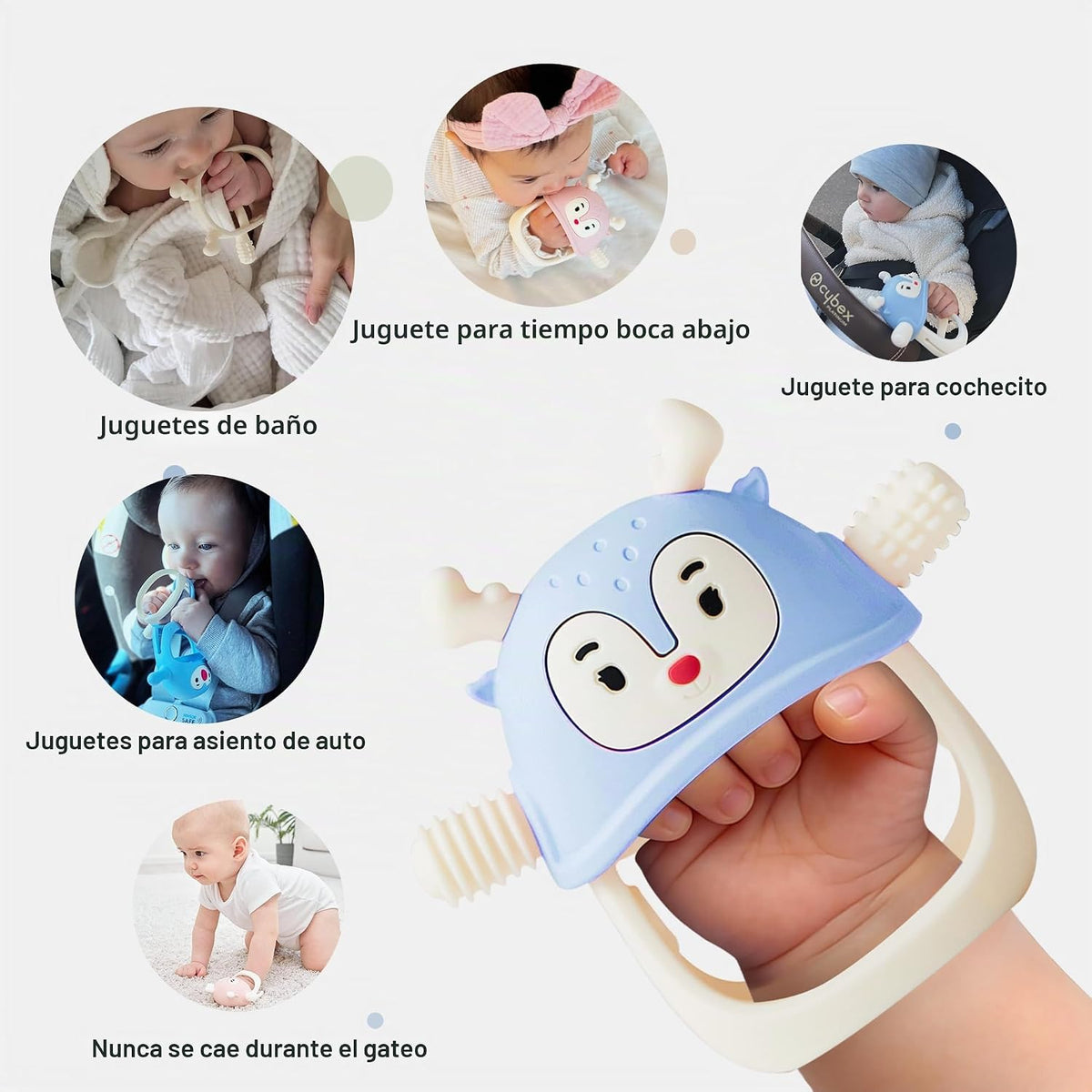 Smily Mia Juguetes de dentición para 0-6 meses, mordedores de silic...
