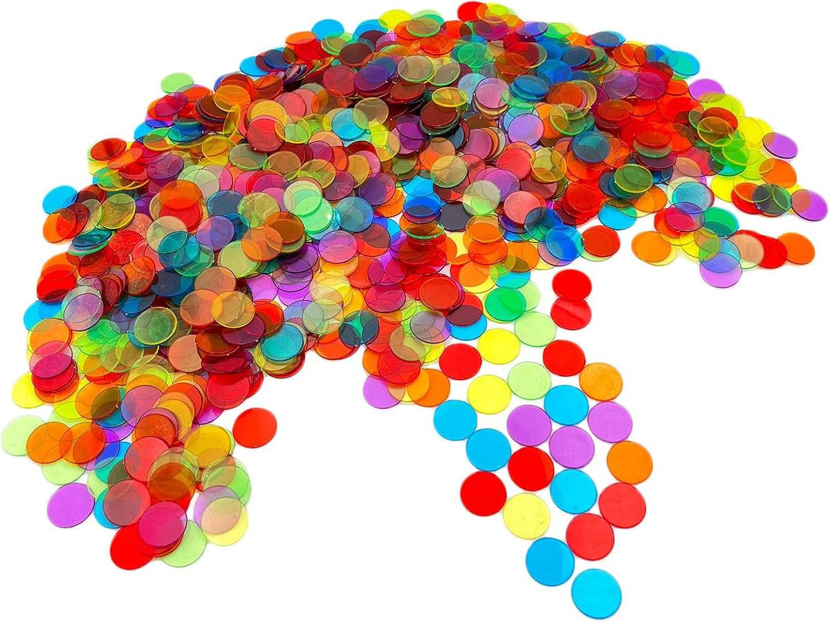 JUNWRROW 1000 Piezas Fichas de Conteo de Bingo Transparentes de 3\/...
