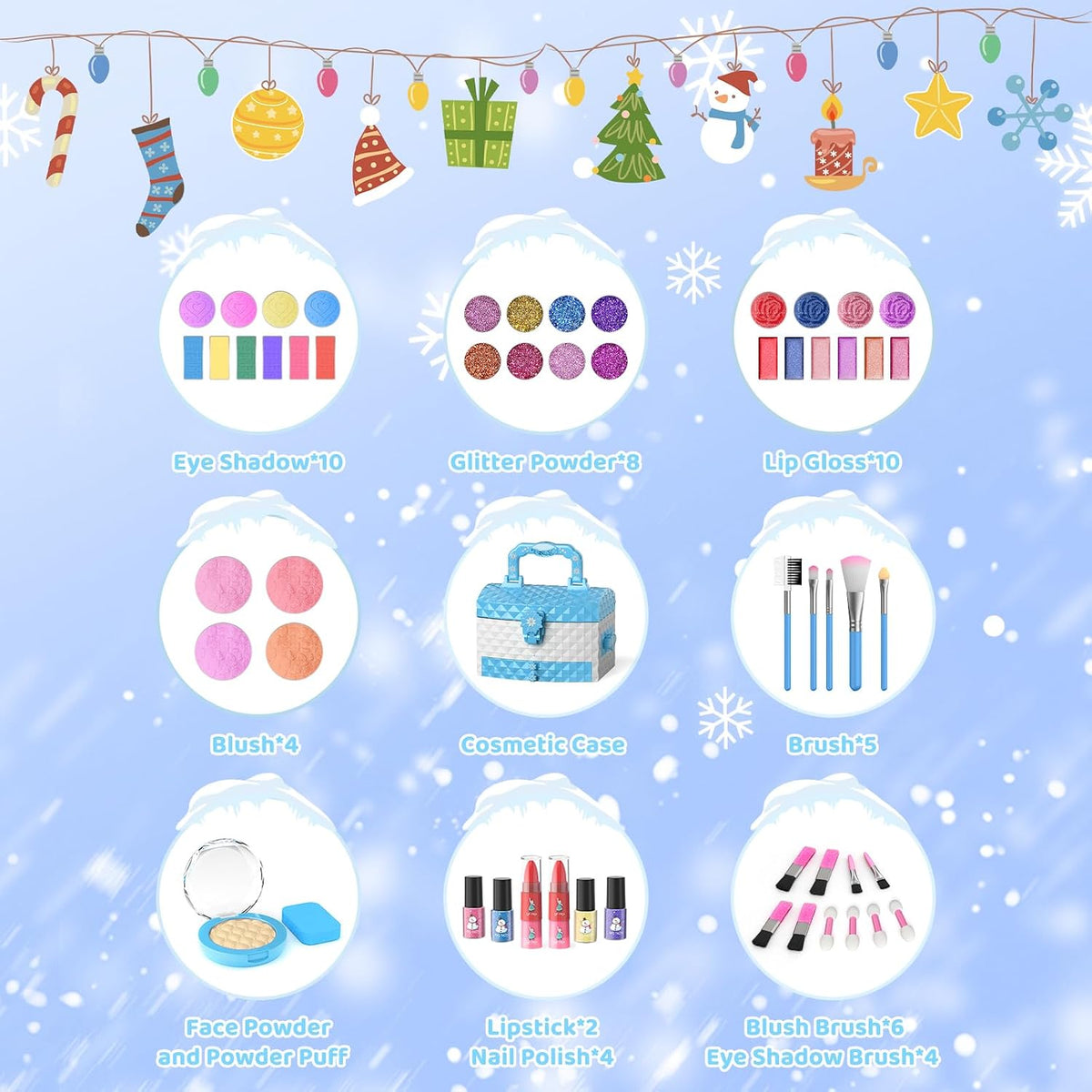 GirlsHome Juego de maquillaje para niños para niña, 56 piezas, cosm...