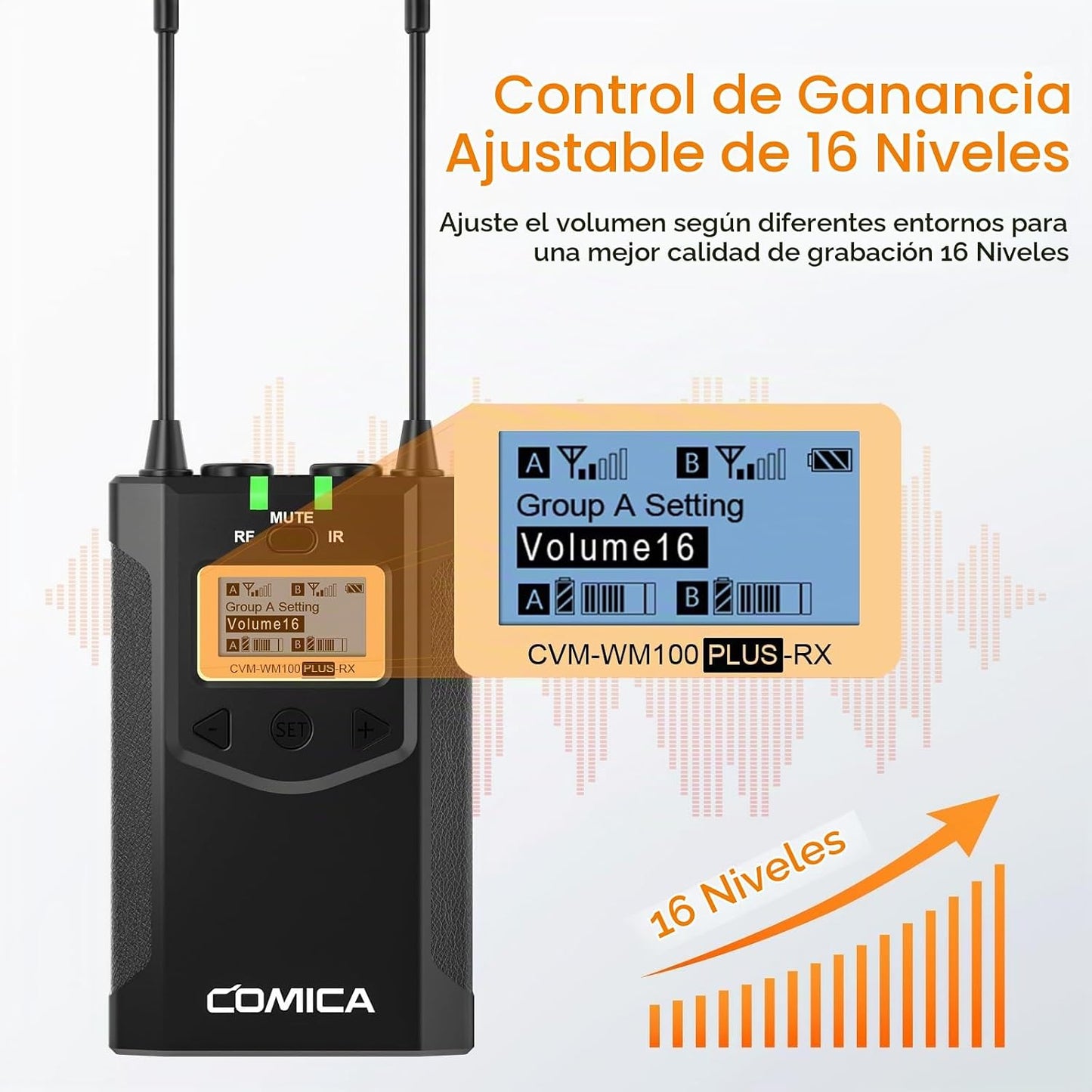 Comica CVM-WM100PLUS - Sistema de micrófono inalámbrico para cámara...