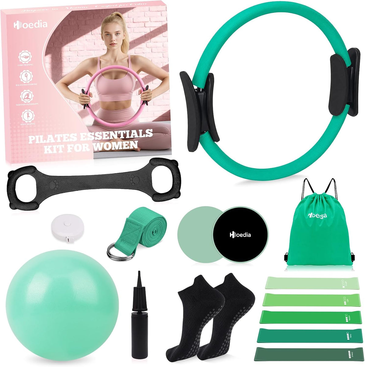 Hoedia Kit de Pilates de 17 Piezas para Mujeres, Equipo de Pilates...