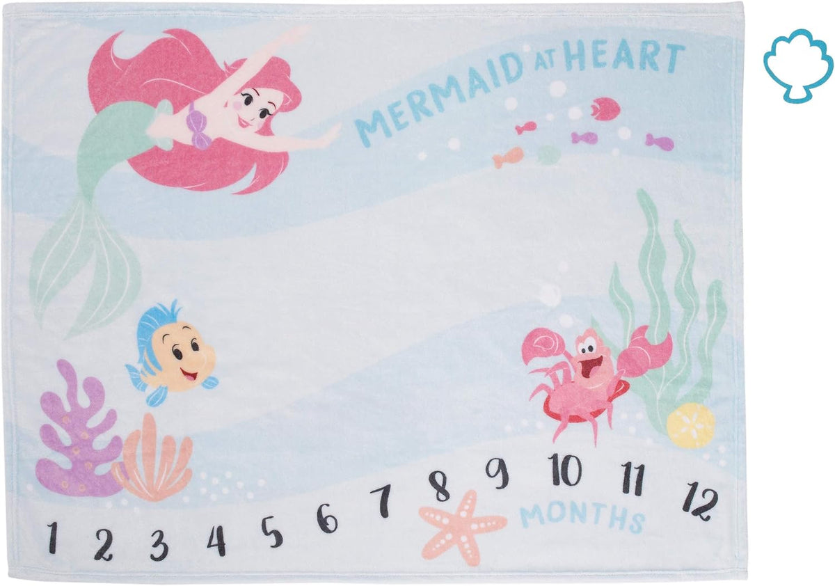 Disney La Sirenita Ariel, Aguamarina, Rosa y Verde, Manta de Bebé S...