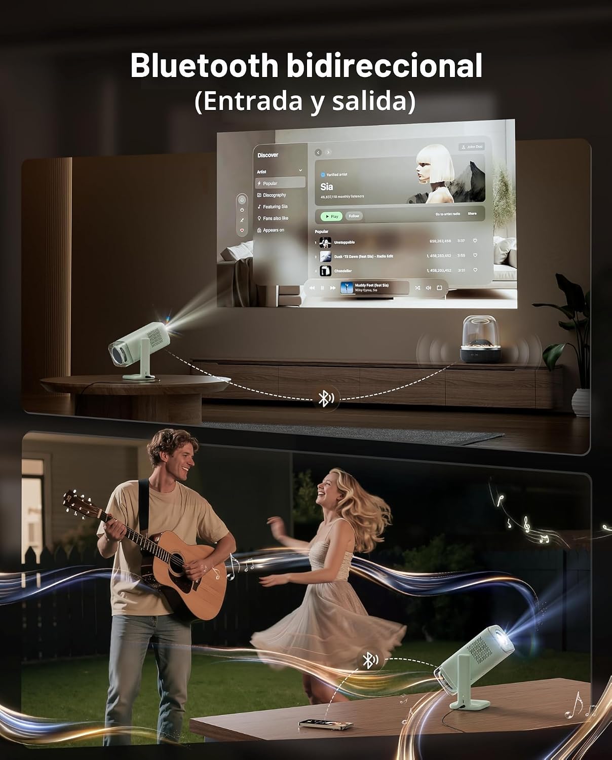 Aurzen BOOM Air - Proyector portátil Google TV con WiFi y Bluetooth...