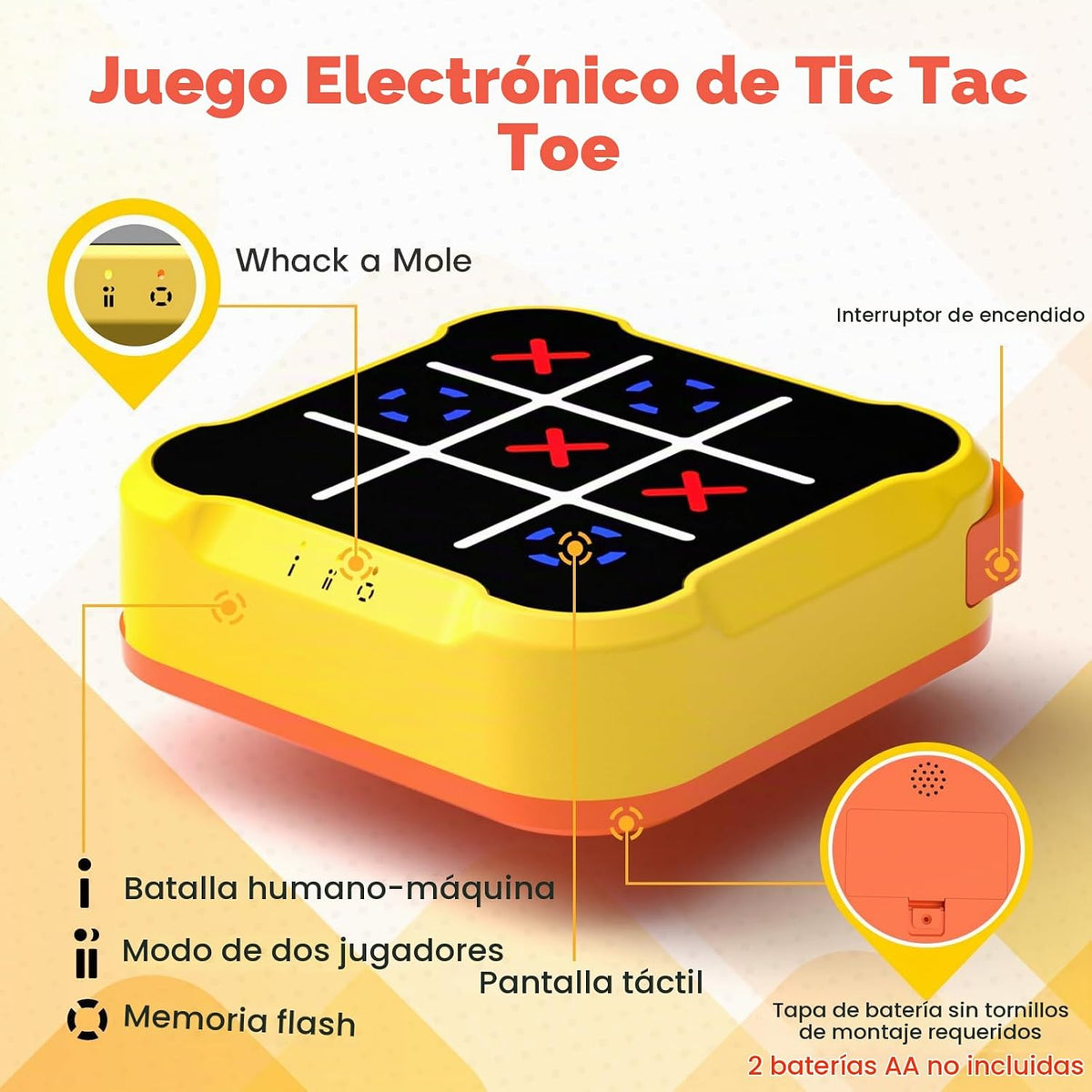 Tic Tac Toe Bolt - Juego de rompecabezas eléctrico de mano, juegos...