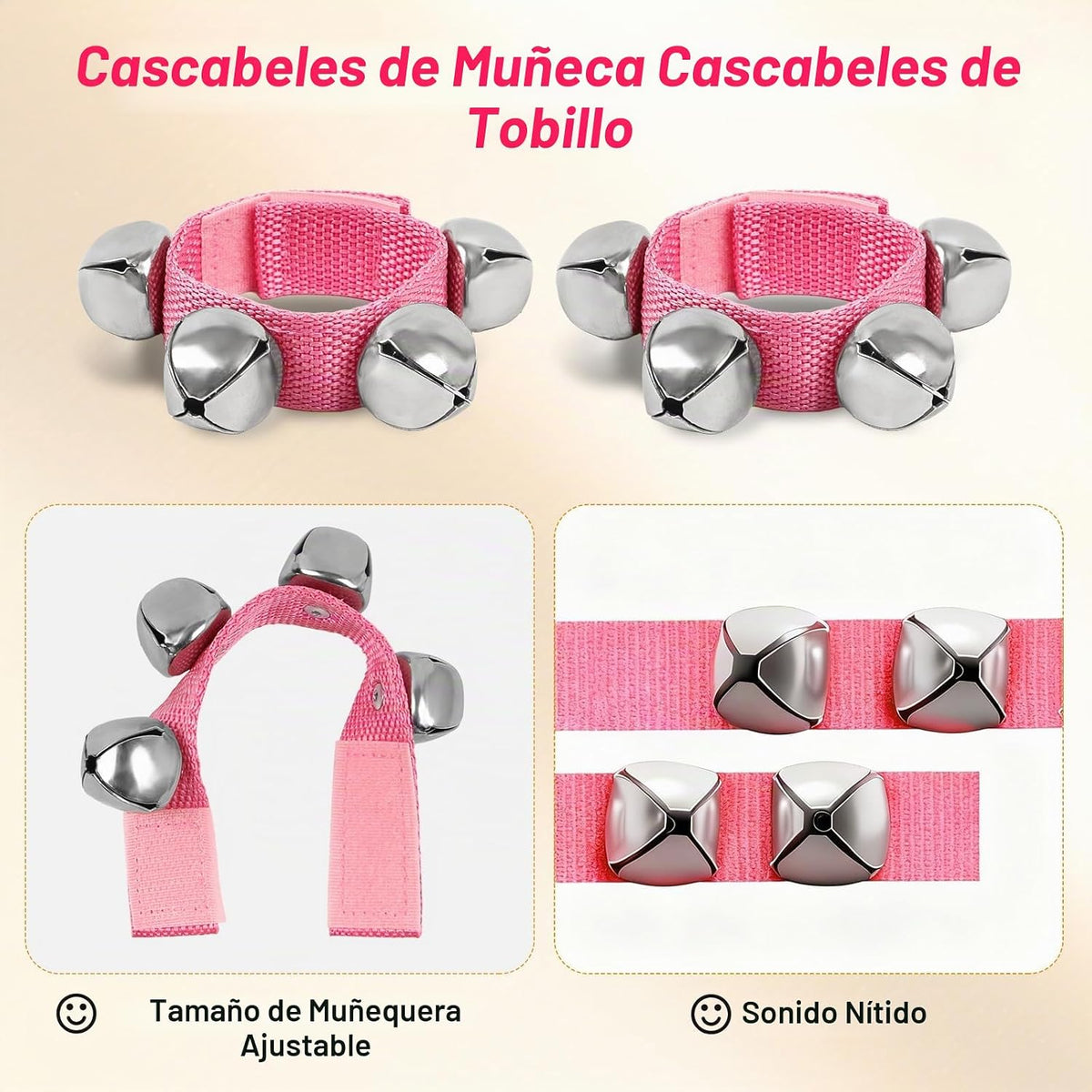 10 piezas de panderetas rosas para adultos - Pandereta de media lun...