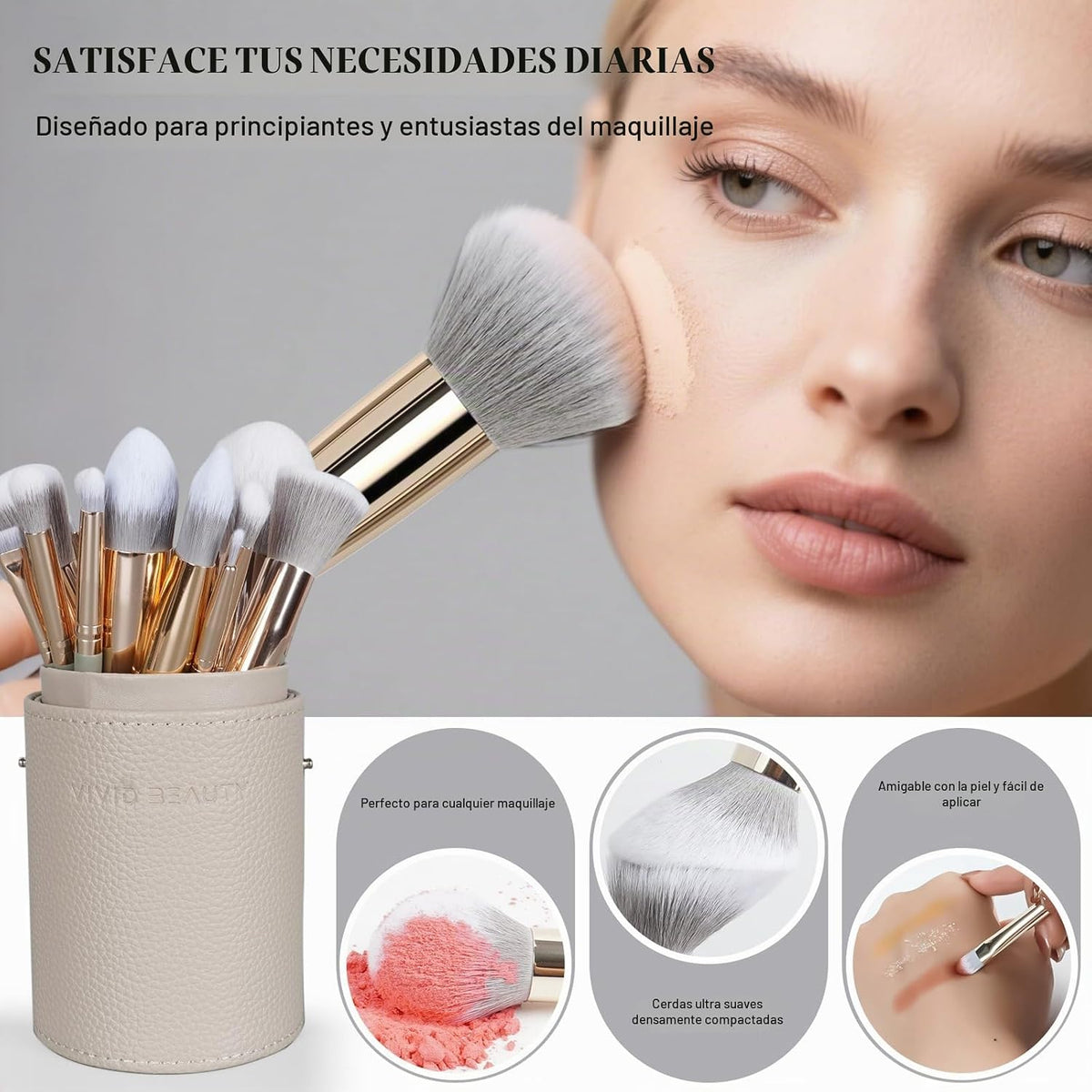 Vivid Beauty Juego de Brochas de Maquillaje, 18 Piezas de Brochas d...
