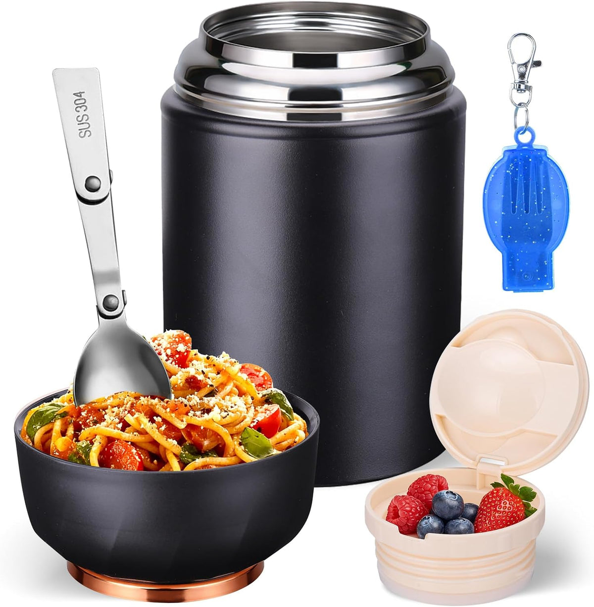 Mity rain Contenedor térmico aislado de 17 onzas para alimentos y b...