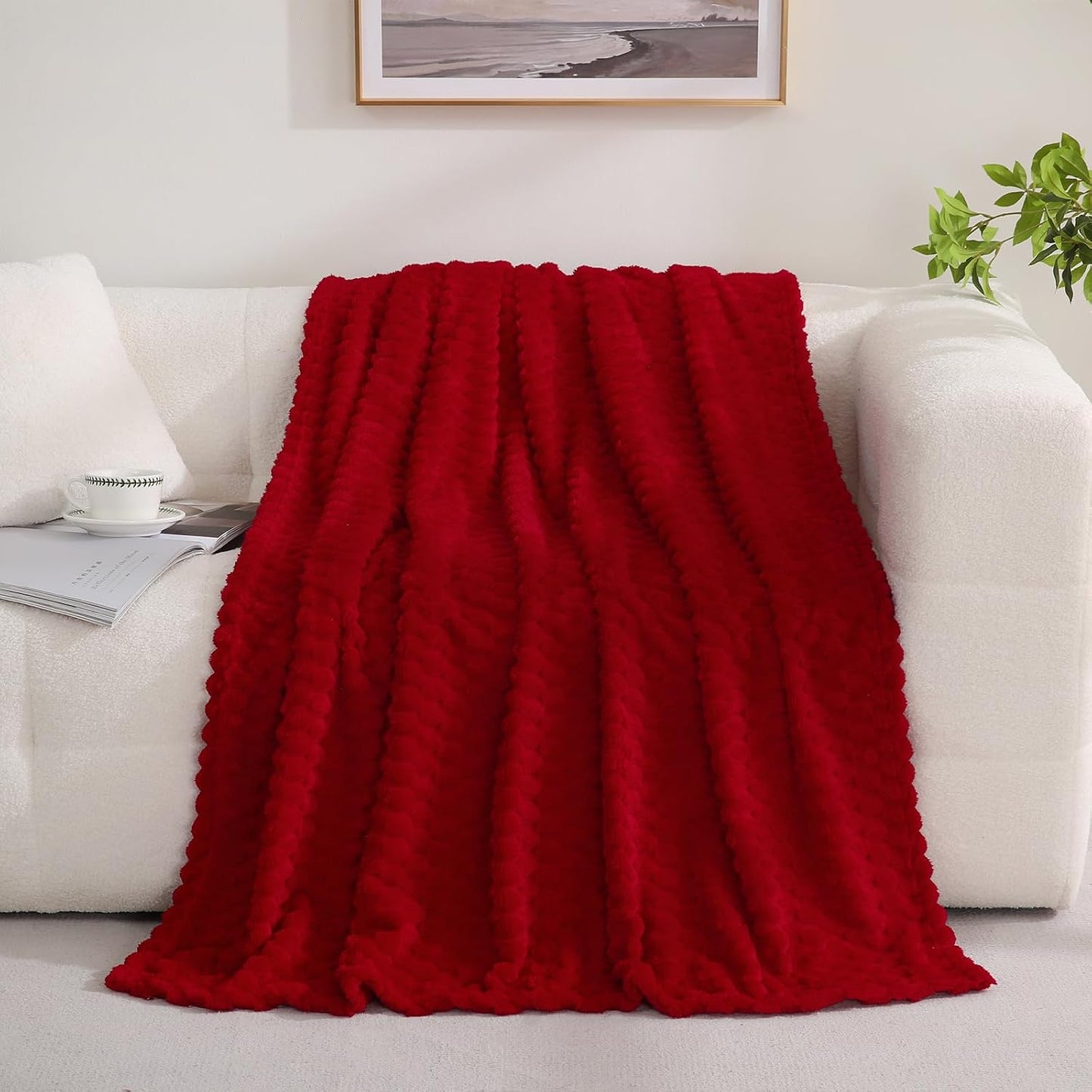 Manta roja de 50 x 60 pulgadas, regalos para mamá mullida jacquard...