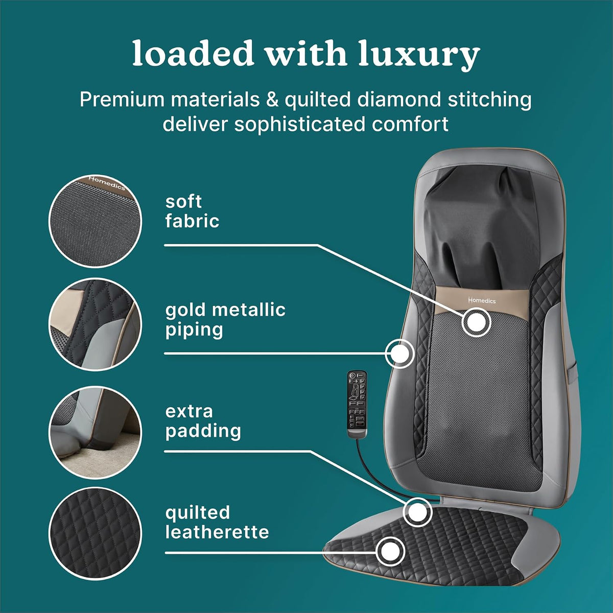 Homedics - Masajeador de espalda con calor, cojín Shiatsu para masa...