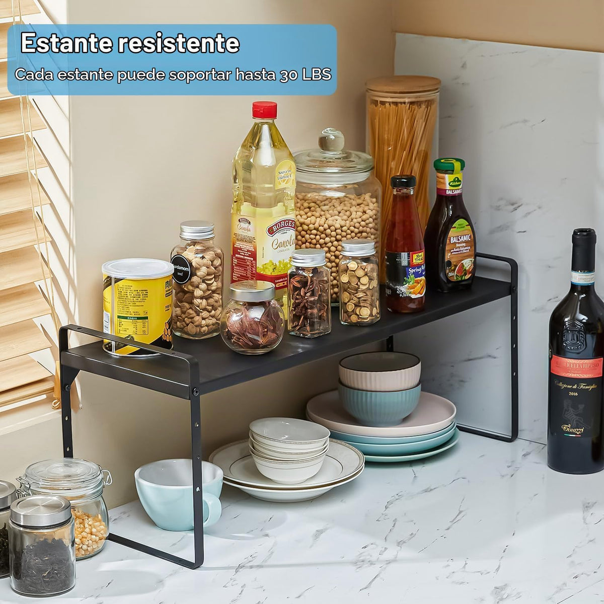 Juego de 2 organizadores de estantes expandibles, estantes apilable...