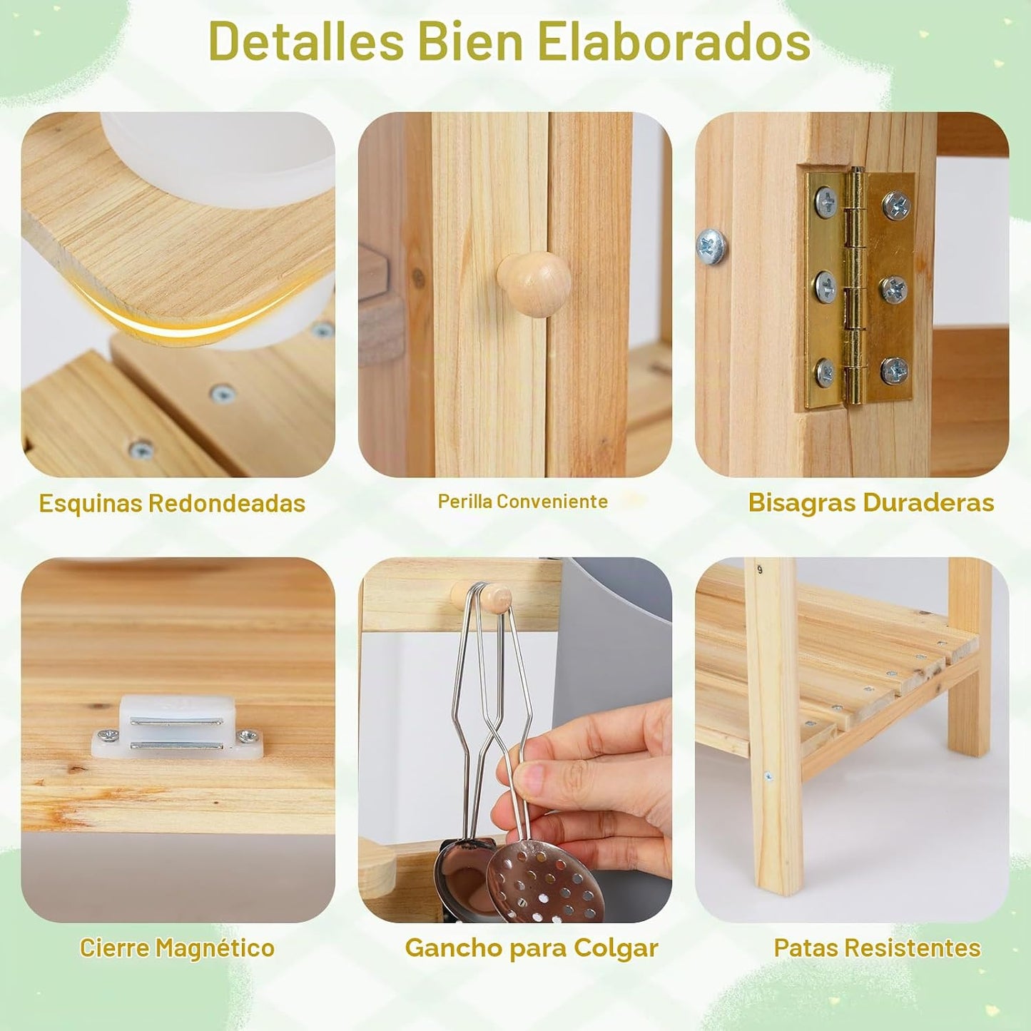 Costzon Cocina de barro, banco de madera para macetas para niños co...