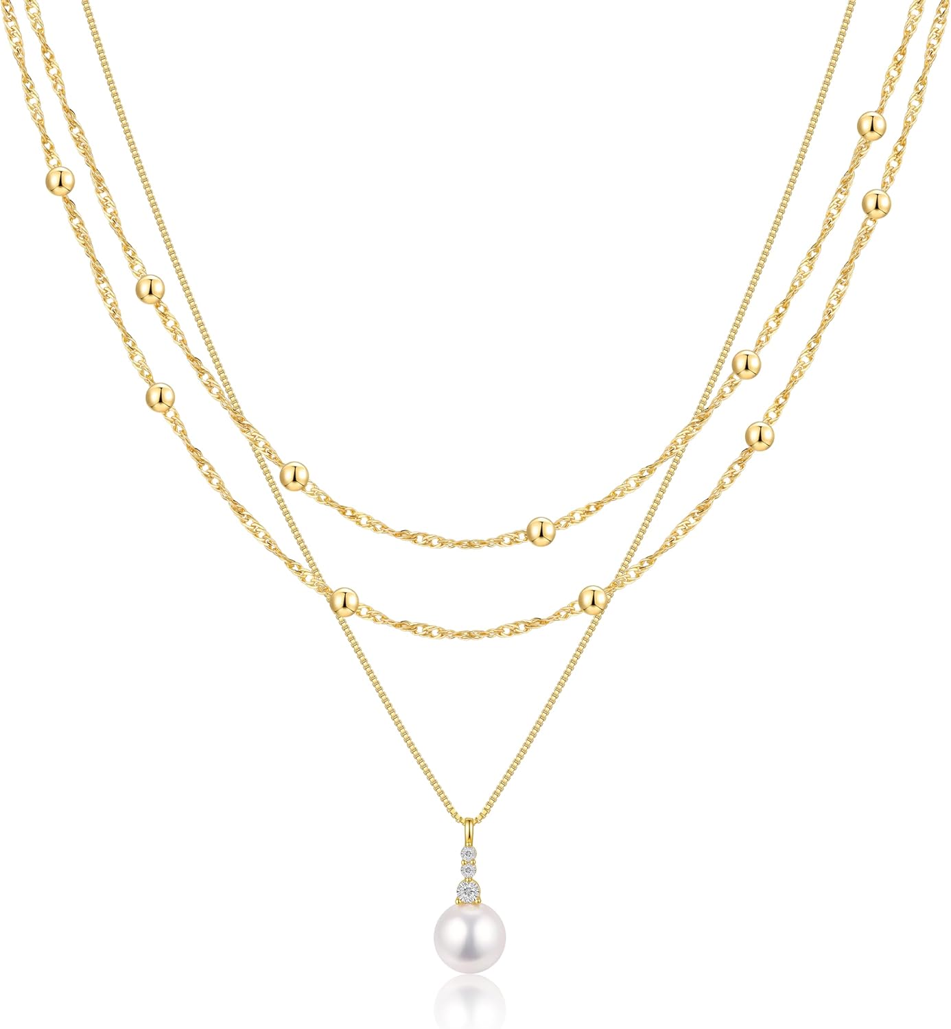 CAROVO Collar en capas de oro\/plata para mujer, chapado en oro\/pl...