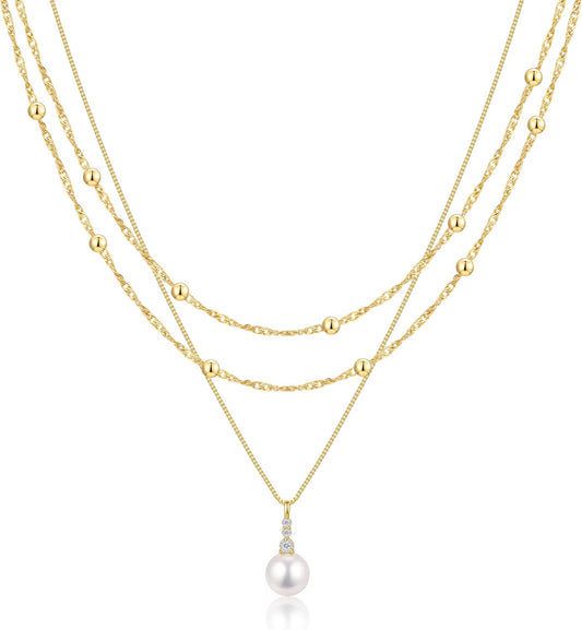 CAROVO Collar en capas de oro\/plata para mujer, chapado en oro\/pl...