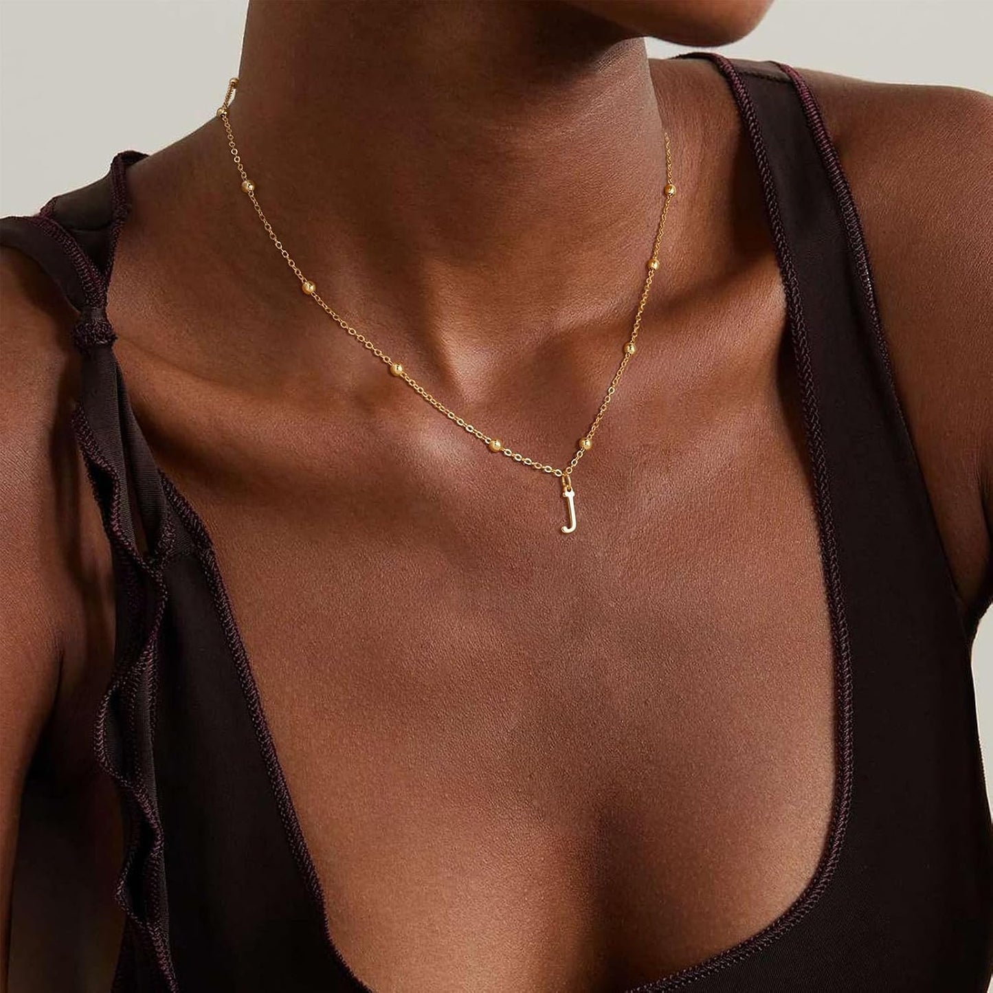 De Amo Sara Collares con inicial para mujer, delicado collar con di...