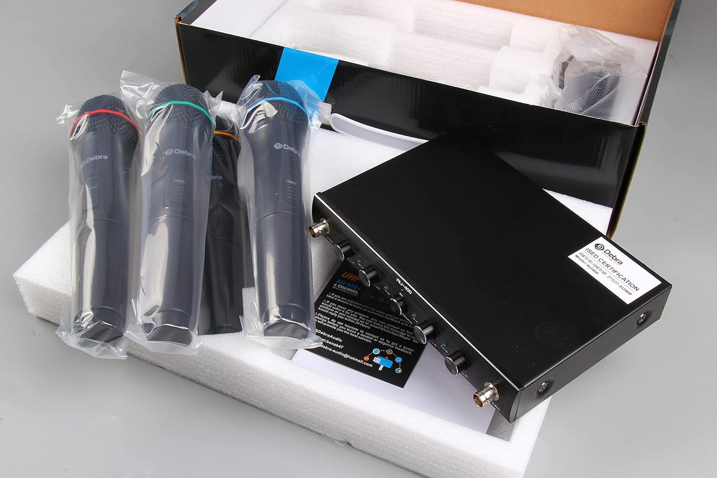 Debra Audio Pro UHF Sistema de micrófono inalámbrico de 4 canales c...