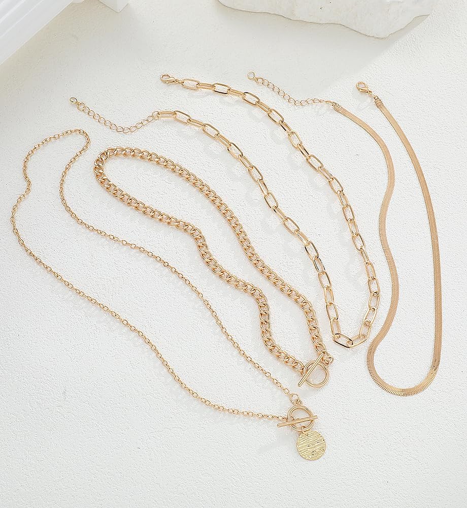 iF YOU Collares vintage con capas de oro para mujer, a la moda, con...