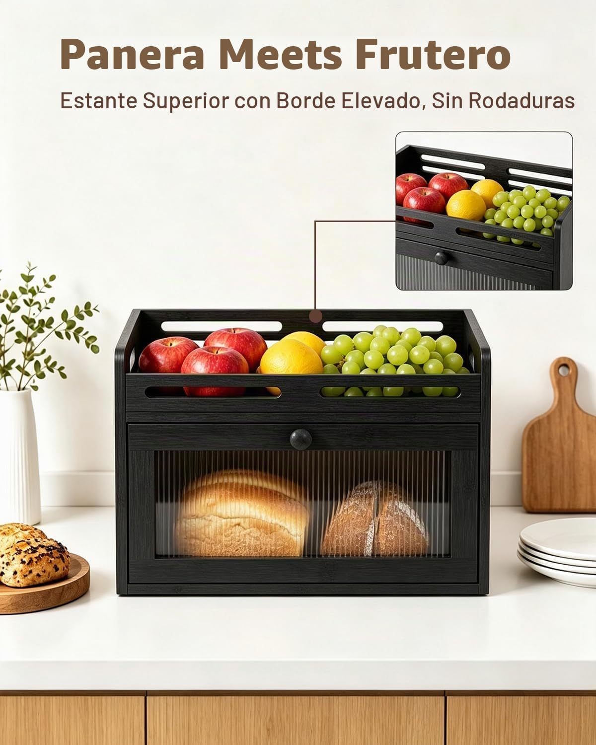 Coiesol Panera para encimera de cocina, contenedor de almacenamient...