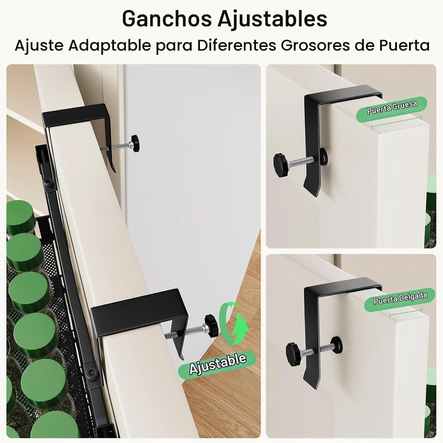 Organizador de despensa sobre la puerta, estante ajustable de 8 niv...