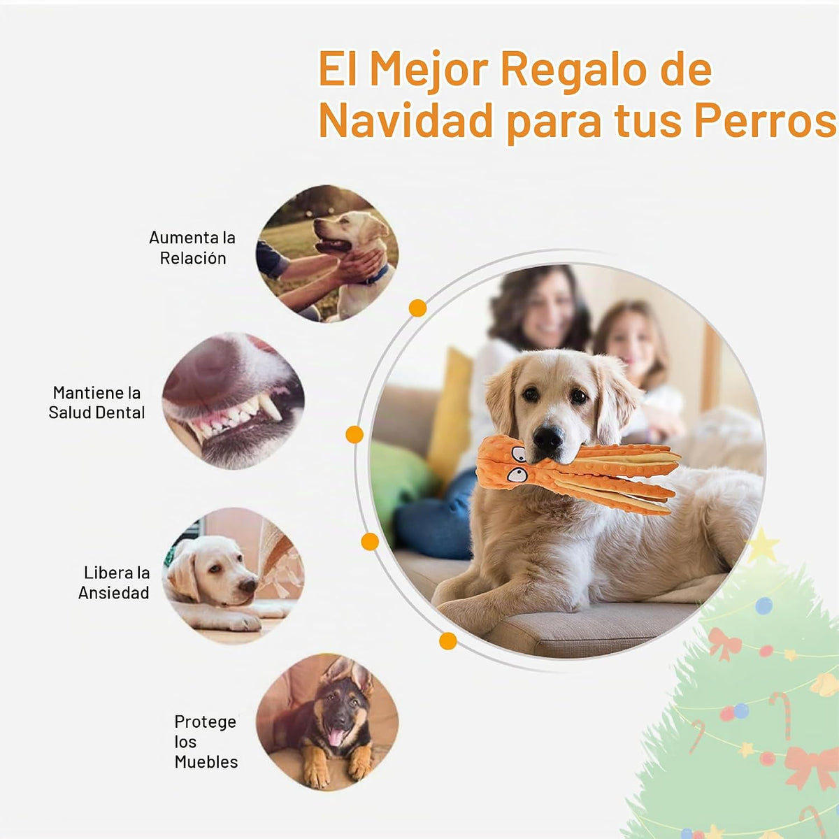 CPYOSN Paquete de 2 juguetes para perros de pulpo, sin relleno, chi...