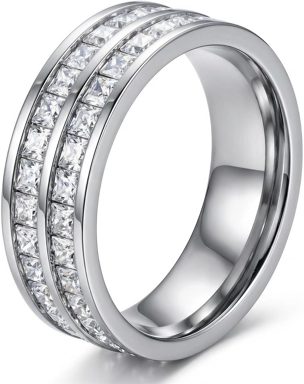 ZDZM Anillo de banda de circonita cúbica deslumbrante para mujeres,...