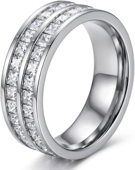 ZDZM Anillo de banda de circonita cúbica deslumbrante para mujeres,...