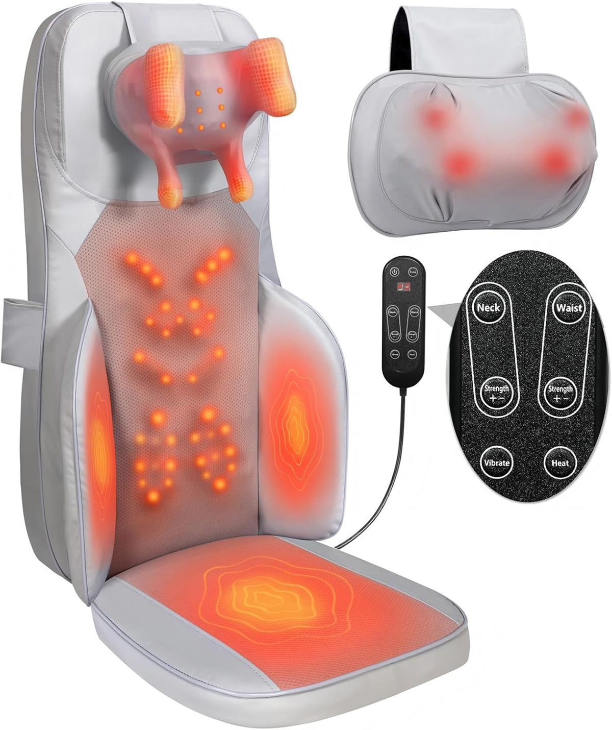 Makerzone Shiatsu Masajeador de Cuello y Espalda con Calor - Cojín...