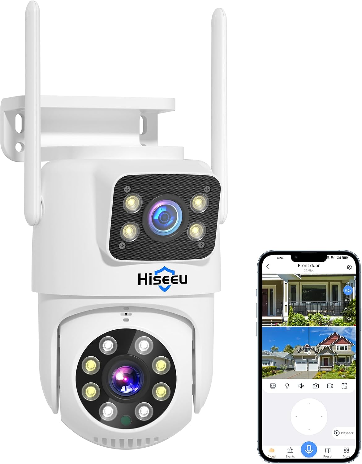 Hiseeu - Cámara de seguridad inalámbrica, WiFi 5G\/2.4G, vista de l...