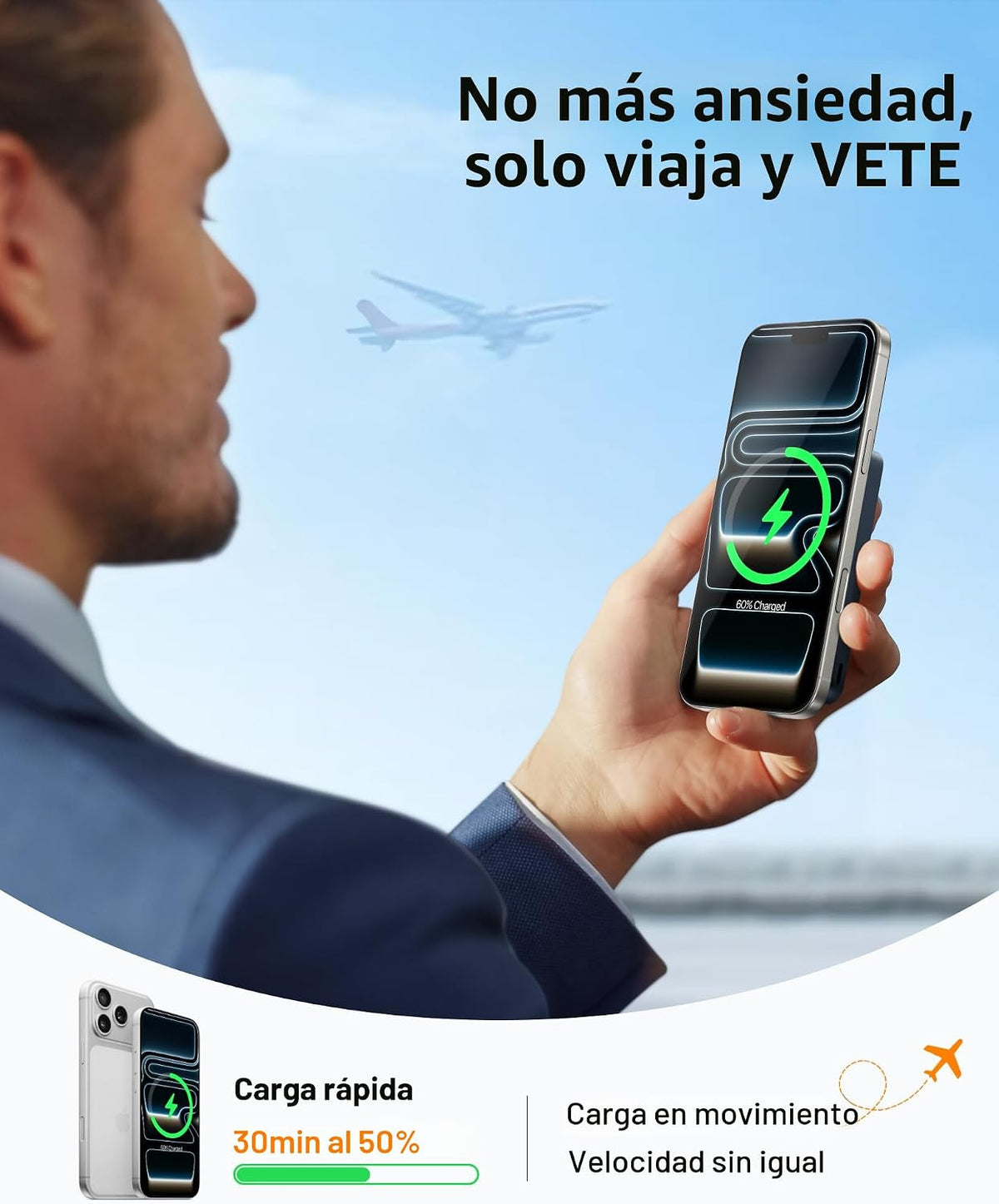 TORRAS EasyGo Cargador portátil para iPhone, banco magnético de ene...