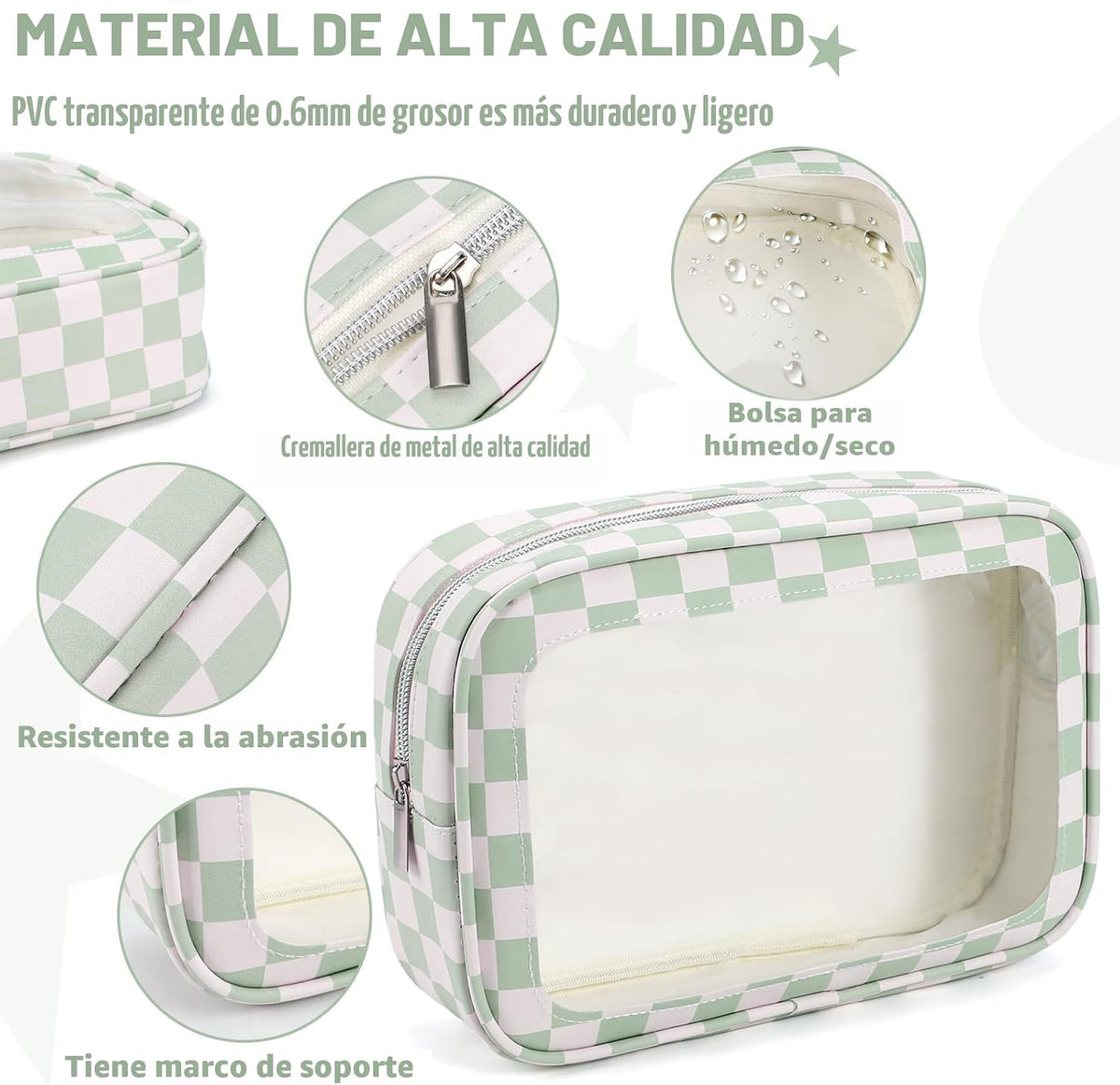 YOPCDJ Bolsa de aseo transparente de 3 piezas, aprobada por la TSA,...