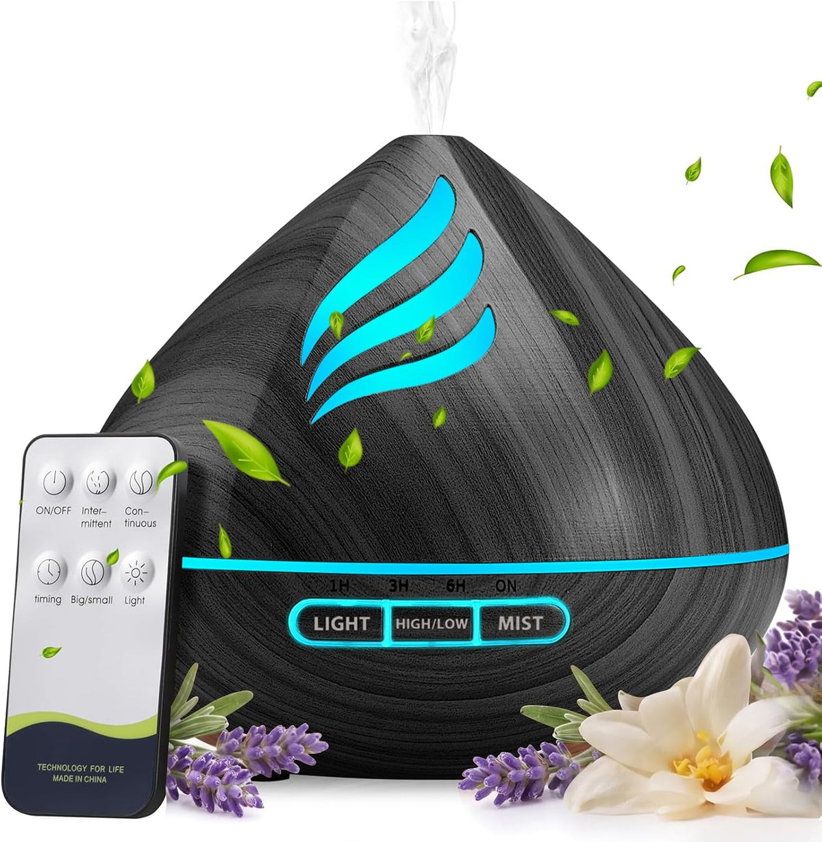 Relaja tu espacio: humidificador de niebla fría de 16.9 fl oz y dif...