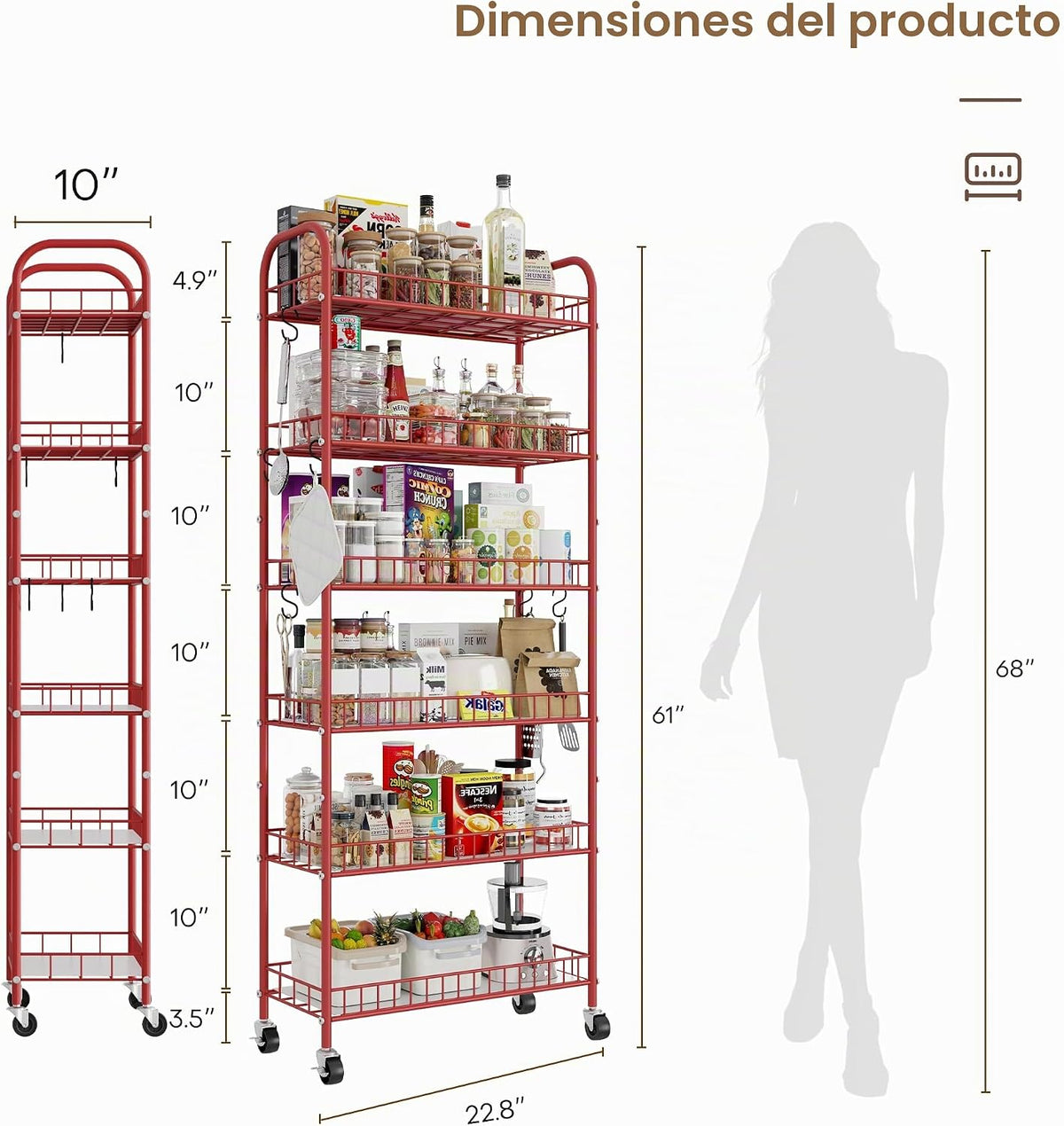 Qiaoxuan Carrito Rodante de Almacenamiento Delgado, Carrito Utilita...