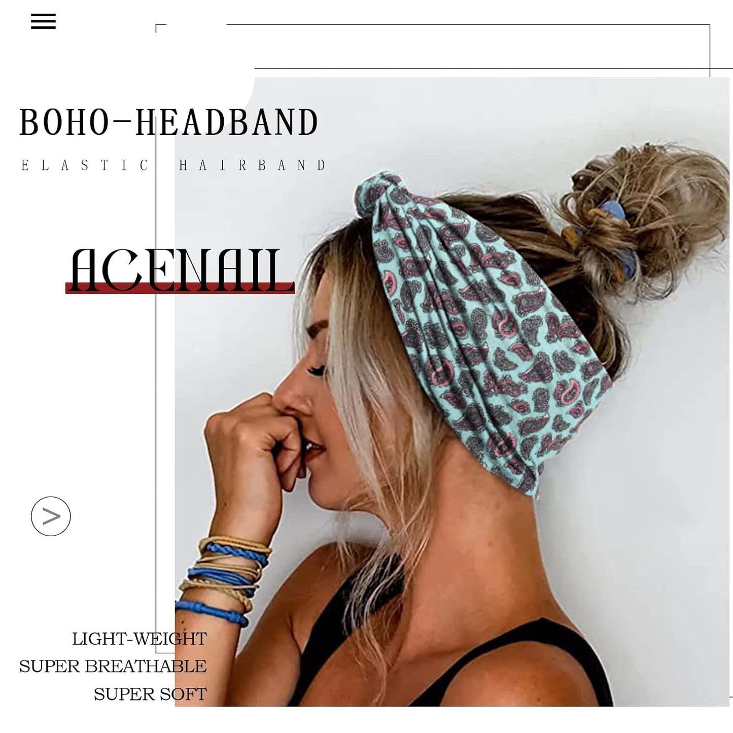 Acenail Diademas anchas para mujer con nudo, turbante elástico, dia...
