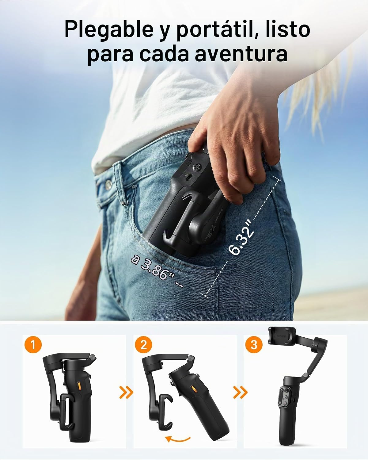 Estabilizador de cardán iSteady X3 SE Plus de hohem para iPhone, ca...
