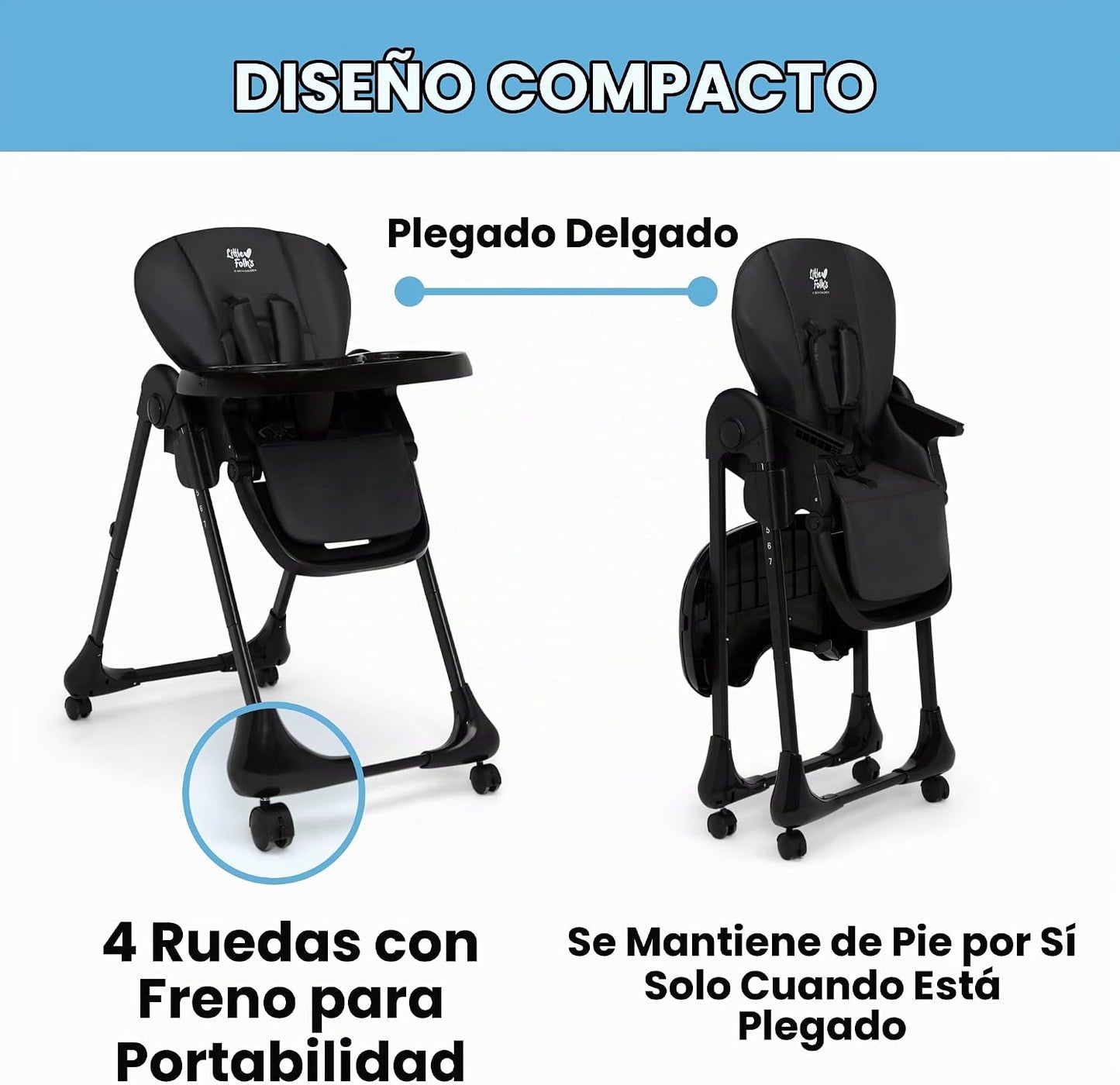 Little Folks by Delta Children - Silla alta SlimFold 2 en 1 para be...